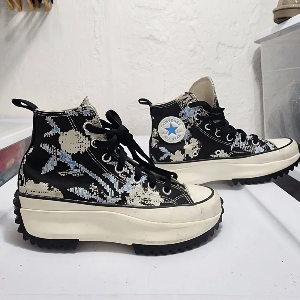 Converse Run Star Hike Hi Hybrid Floral Saturn Blue Blk Egret 171398C US 6.5
